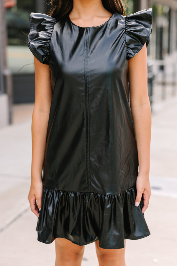 Always Ready Black Faux Leather Dress – Shop the Mint
