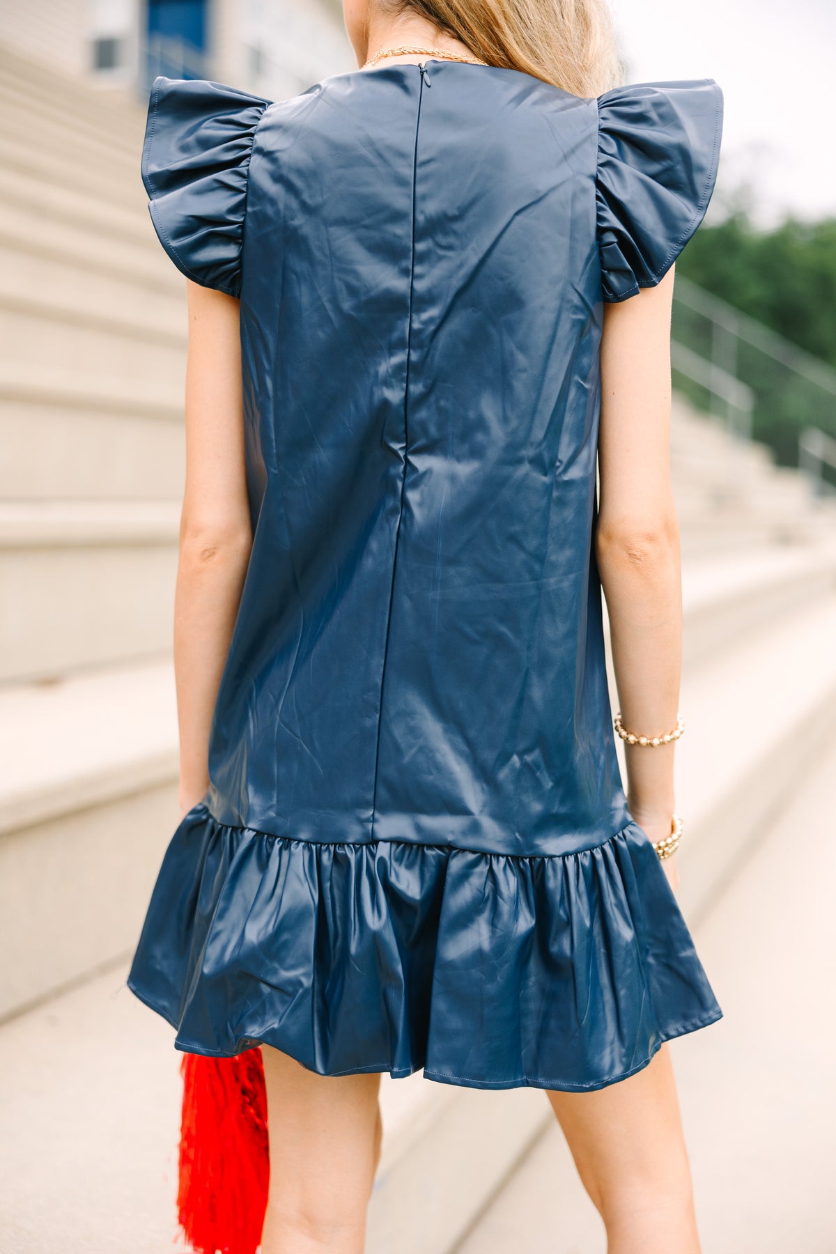 Always Ready Navy Blue Faux Leather Dress – Shop the Mint