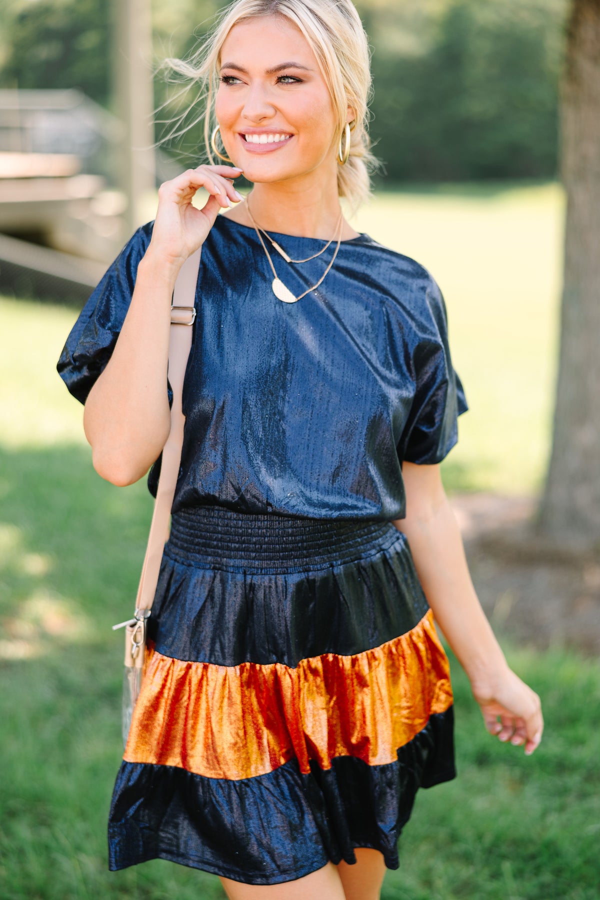 Play Your Game Navy Blue Colorblock Dress, Large - The Mint Julep Boutique