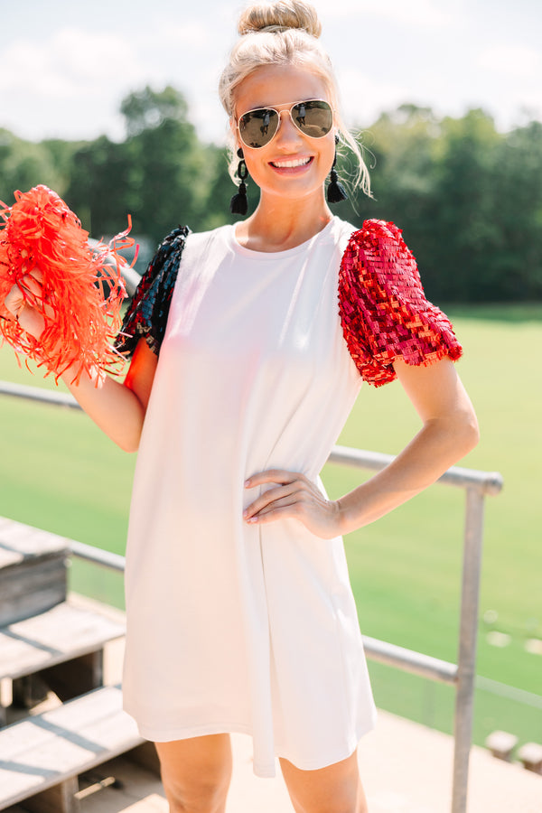 Walk On Red Sequin Puff Sleeve Dress – Shop the Mint Walk On Red Sequin Puff Sleeve Dress – Shop the Mint