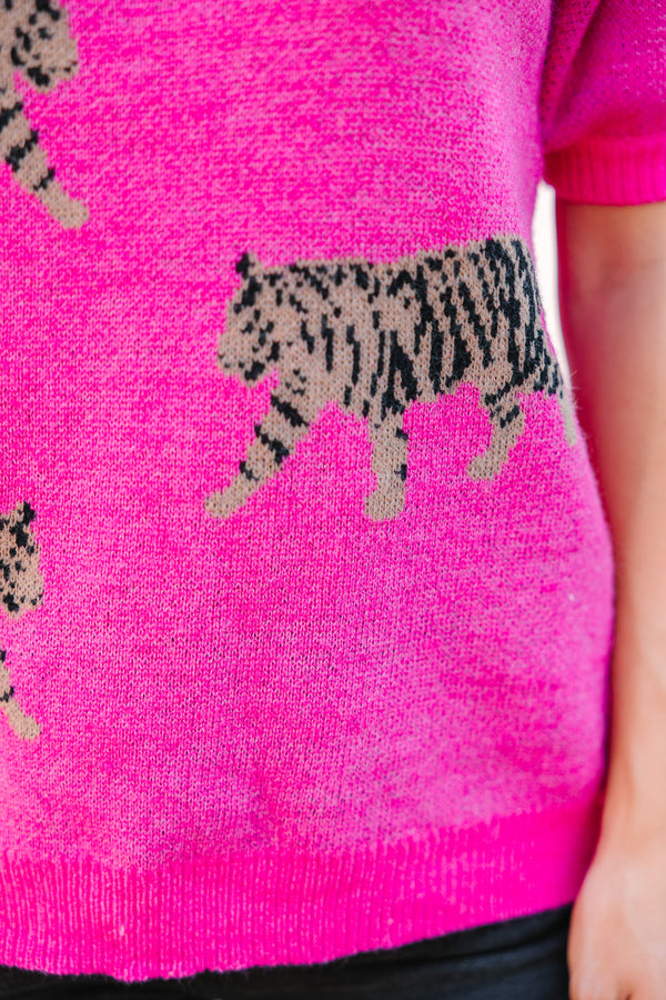 Can't Hide Fuchsia Pink Tiger Print Sweater – Shop the Mint