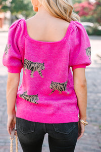 Can't Hide Fuchsia Pink Tiger Print Sweater