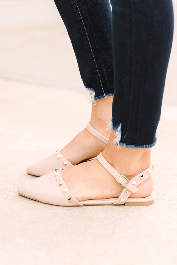 Going For It Nude Studded Flats