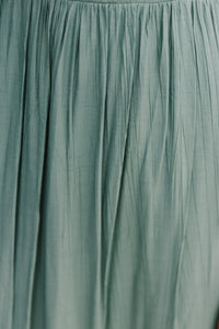 All Yours Deep Sage Green Ruffled Midi Dress