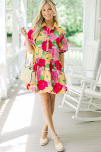 Back To Good Fuchsia Pink Floral Bubble Dress