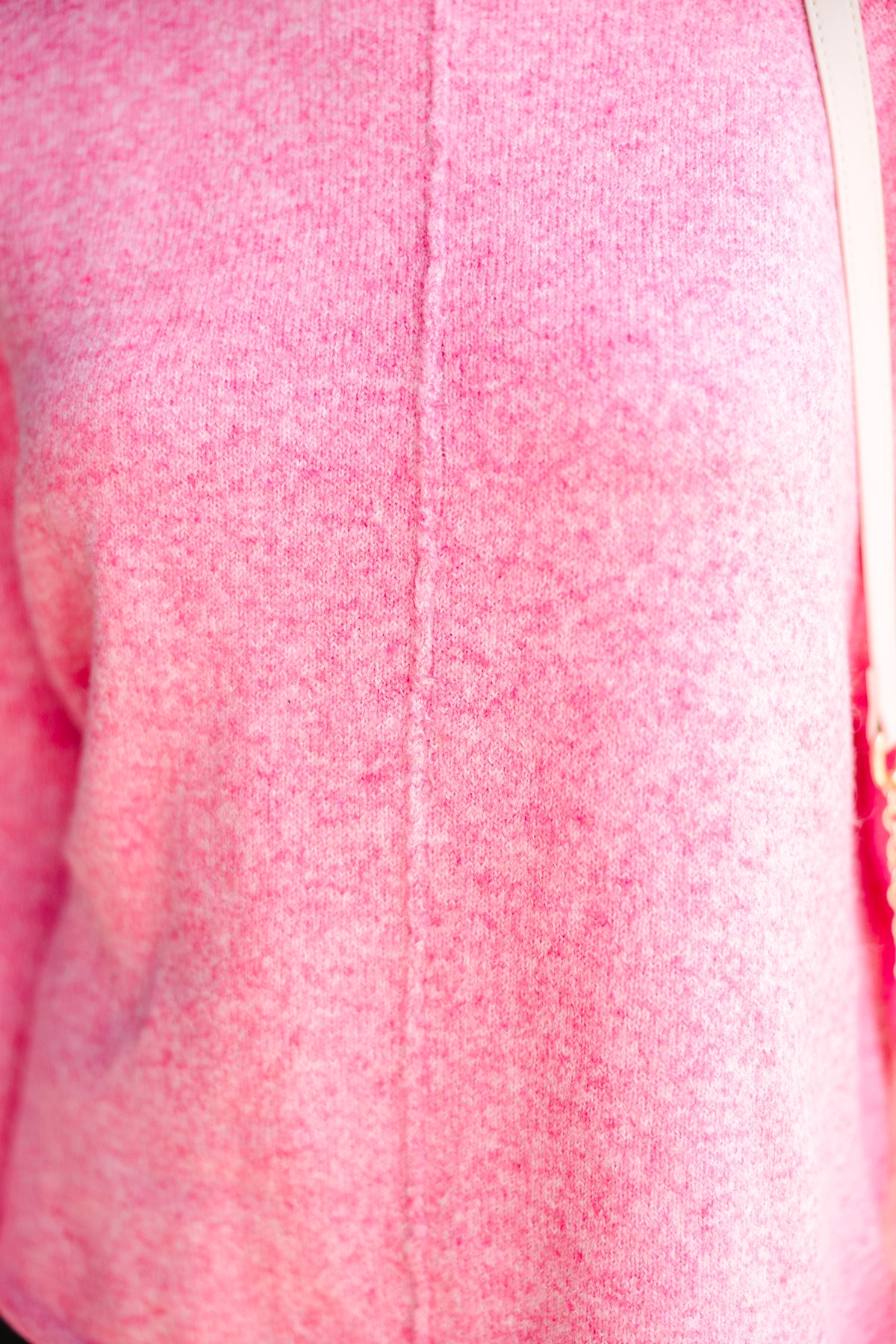 Ladies Pink Patch Pocket Knit Mock Neck Sweater