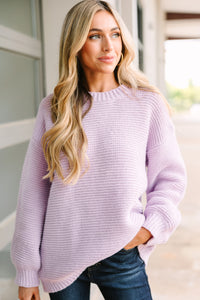 Find Your Joy Lilac Purple Ribbed Knit Sweater
