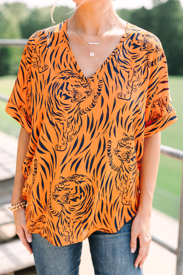 The Madison Orange Tiger Stripe Blouse