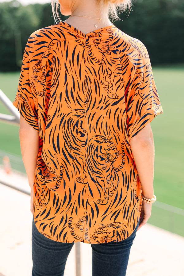The Madison Orange Tiger Stripe Blouse
