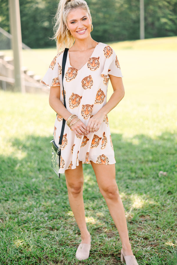 The Kinsley Taupe Tiger Print Shift Dress Shop the Mint The Kinsley Taupe Tiger Print Shift Dress Shop the Mint