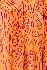 The Morgan Orange And Purple Tiger Blouse