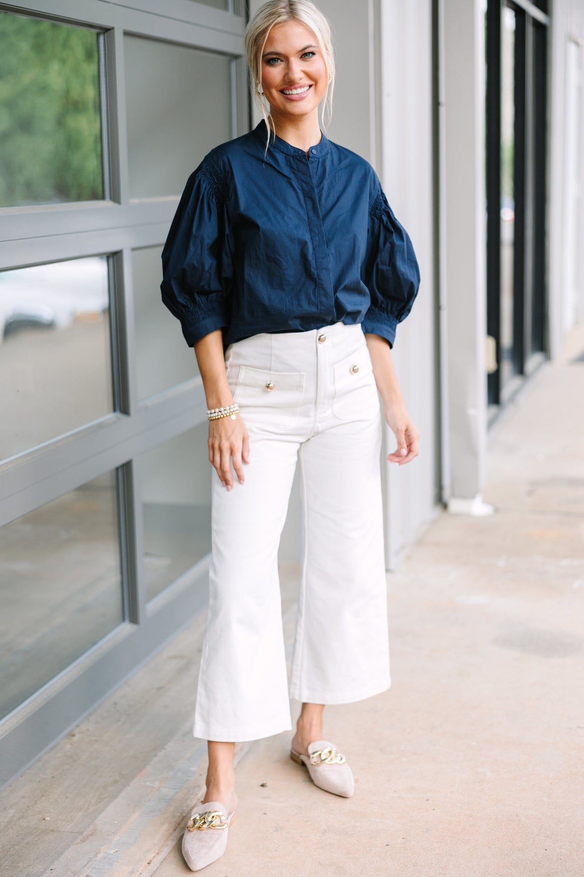 Pinch: All That You Love Navy Blue Cotton Blouse – Shop the Mint