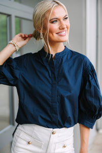 Pinch: All That You Love Navy Blue Cotton Blouse