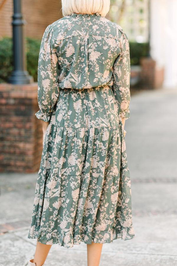 Pinch: Class Act Dark Olive Green Floral Mid Dress Shop the Mint Pinch: Class Act Dark Olive Green Floral Mid Dress Shop the Mint