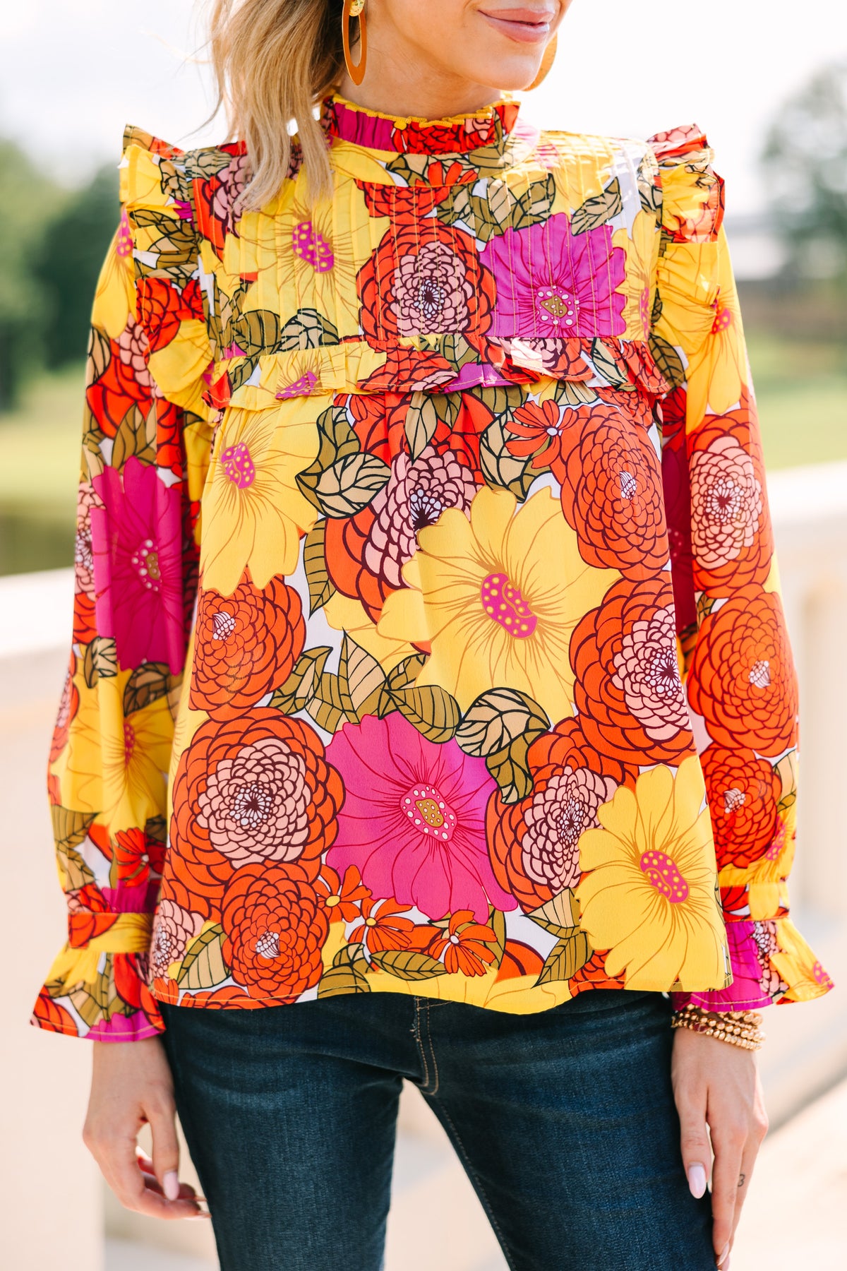 THML Better Than Ever Yellow Floral Blouse Shop the Mint
