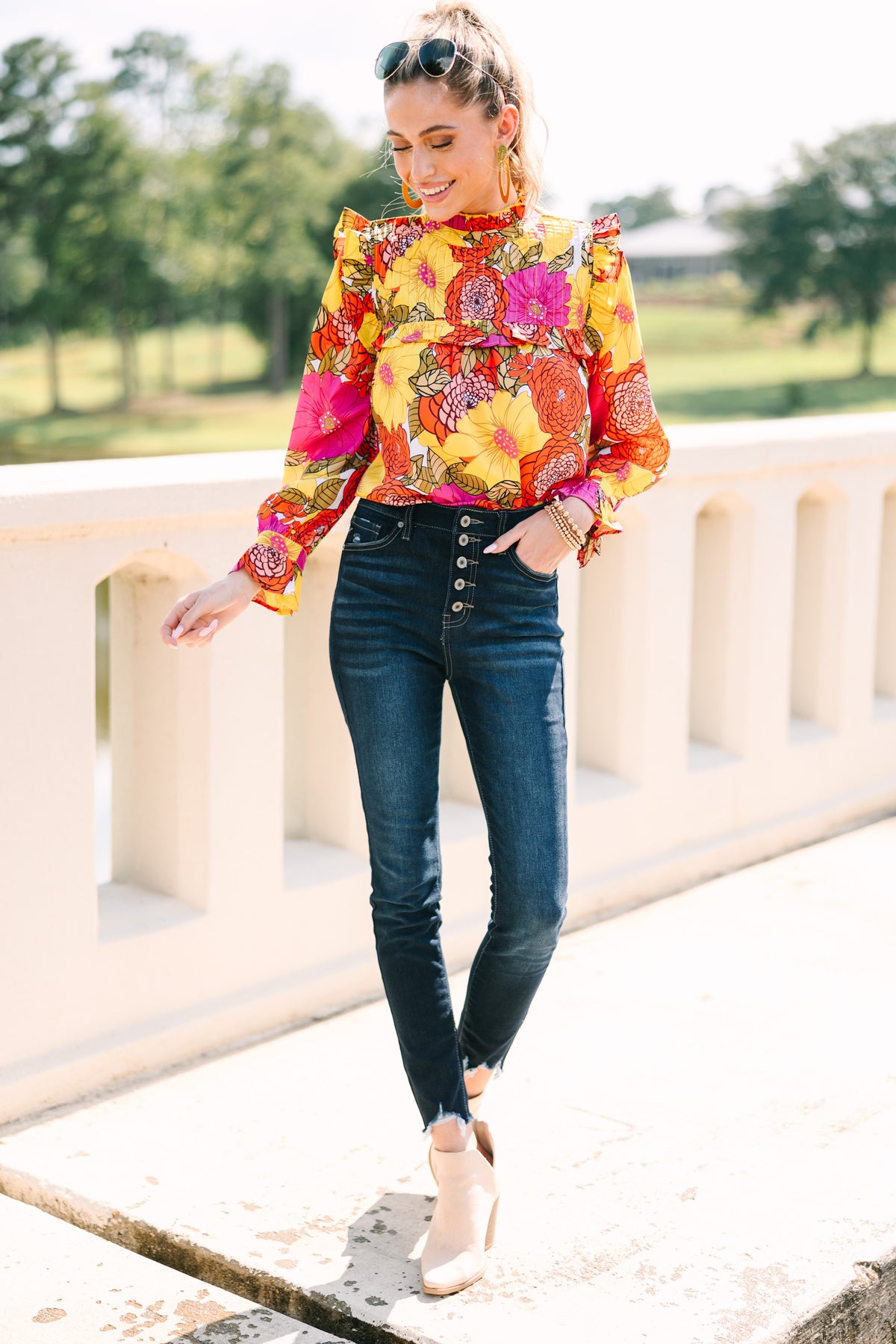 THML Better Than Ever Yellow Floral Blouse Shop the Mint