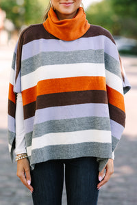 striped poncho sweater, turtleneck sweater, turtleneck poncho, striped poncho