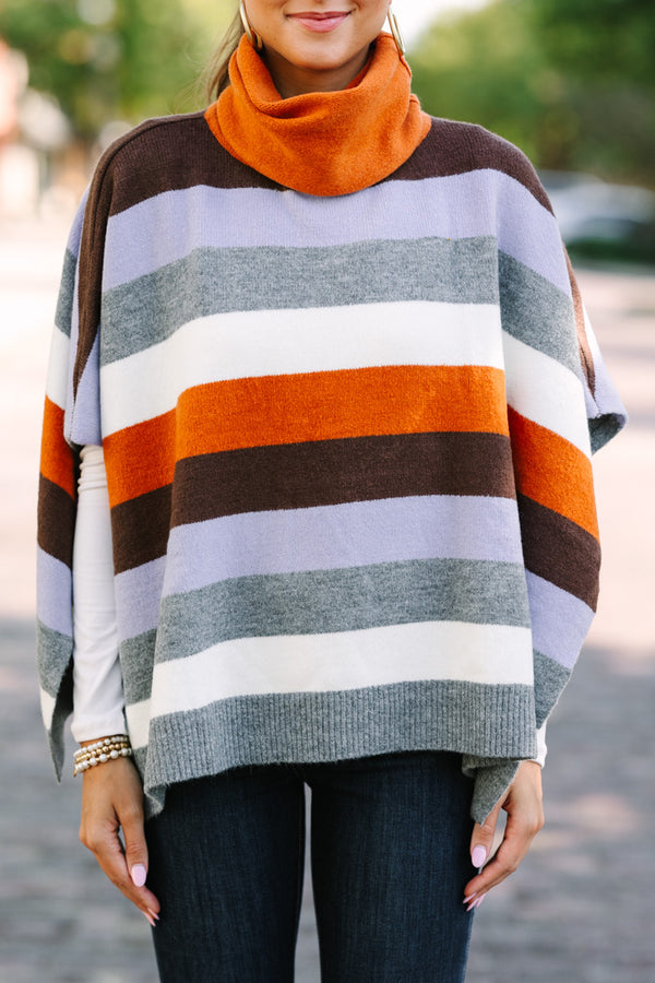 striped poncho sweater, turtleneck sweater, turtleneck poncho, striped poncho