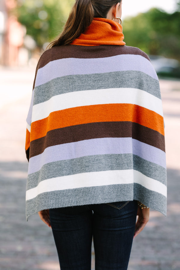 THML: Along For The Ride Rust Orange Striped Poncho