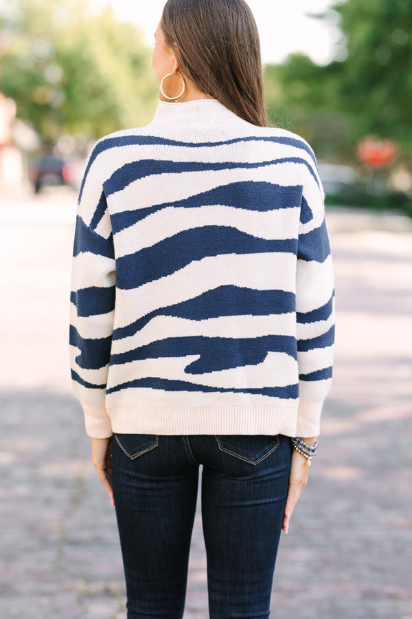 THML: Get What You Love Cream White Tiger Striped Sweater
