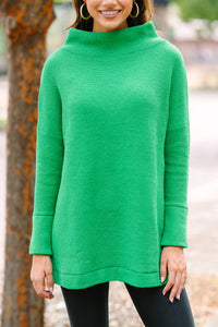 The Slouchy Kelly Green Mock Neck Tunic