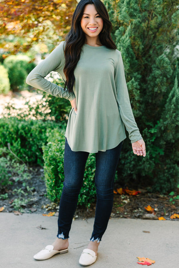Won't Let You Down Olive Green Classic Top