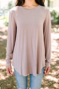 Won't Let You Down Taupe Brown Classic Top