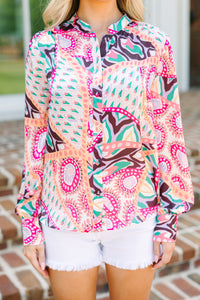 Do It For You Peach Pink Abstract Blouse