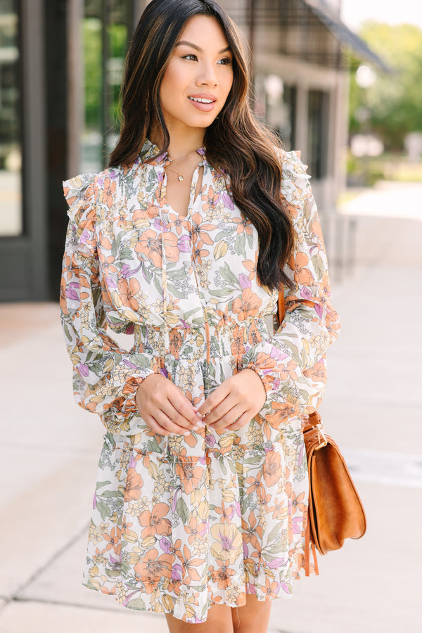 Fate: Need You More Orange Floral Ruffled Dress