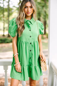 Something To See Green Babydoll Dress