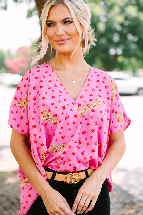 Go All Out Pink Leopard Top