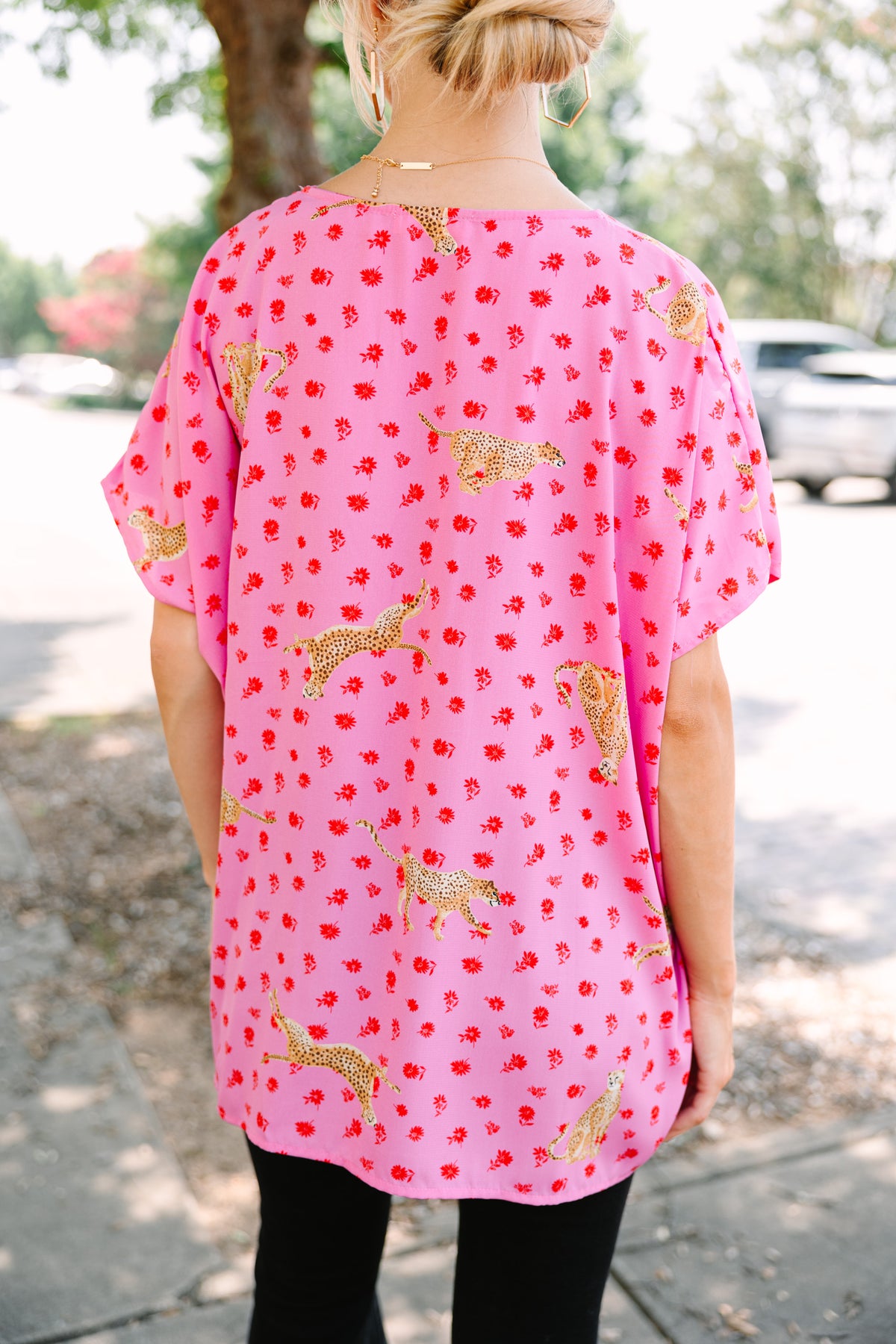 Lacey Pink Leopard Top main image 1