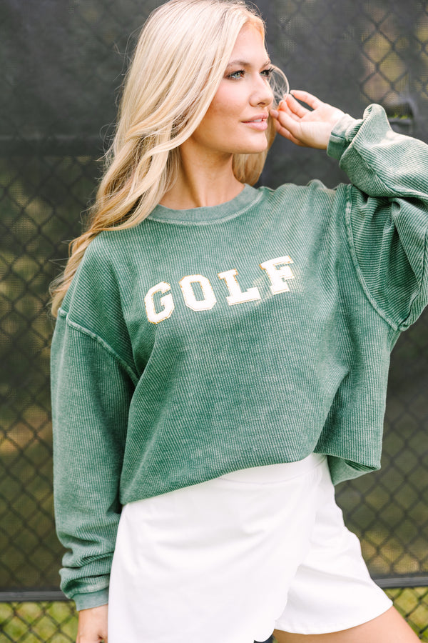 Golf Green Varsity Corded Sweatshirt