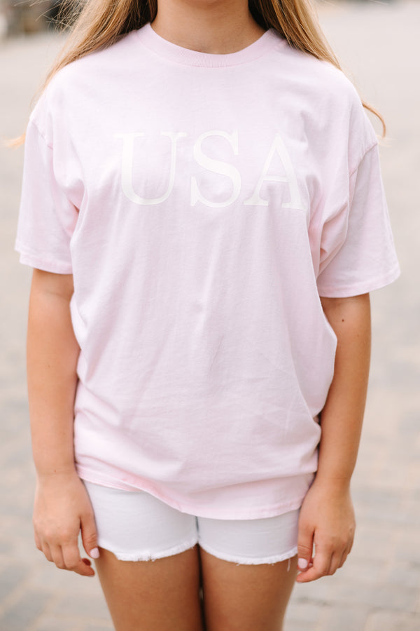 Girls: USA Blush Pink Oversized Graphic Tee