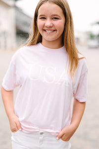 Girls: USA Blush Pink Oversized Graphic Tee