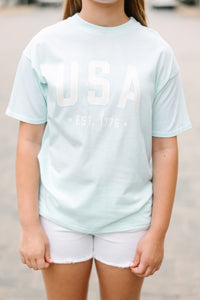 Girls: Est. 1776 Light Blue Oversized Graphic Tee