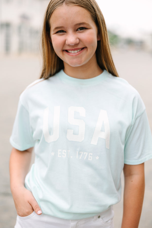 Girls: Est. 1776 Light Blue Oversized Graphic Tee