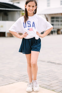 Girls: Simply Patriotic White Oversized Graphic Tee