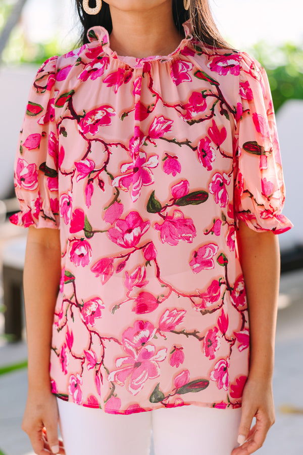 Making Promises Blush Pink Floral Blouse