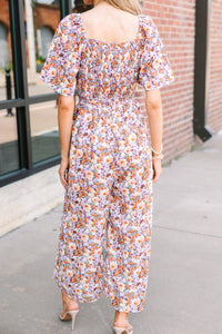 Leading The Charge Mocha Brown Ditsy Floral Jumpsuit