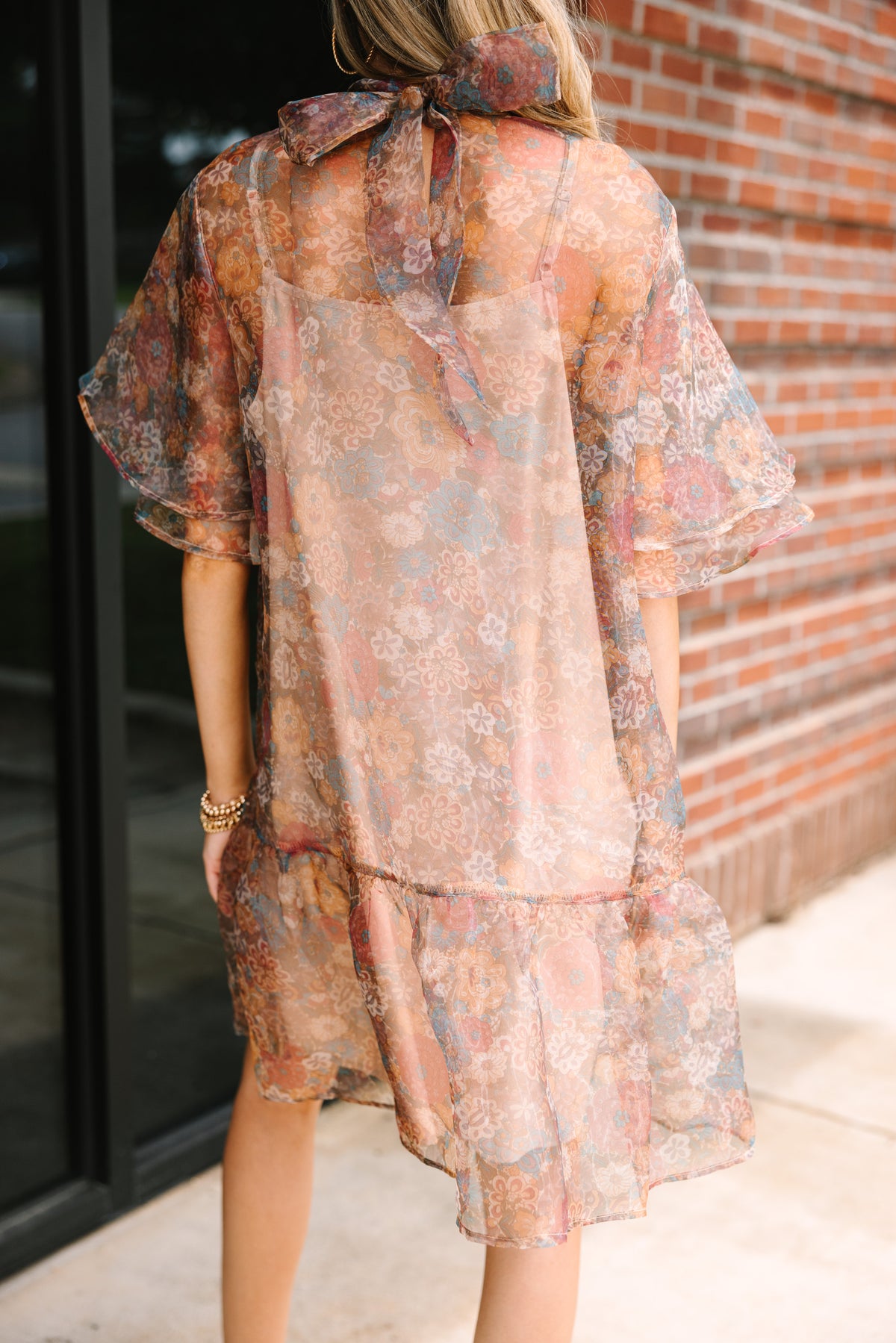 Take It Back Brown Floral Organza Dress  Shop the Mint