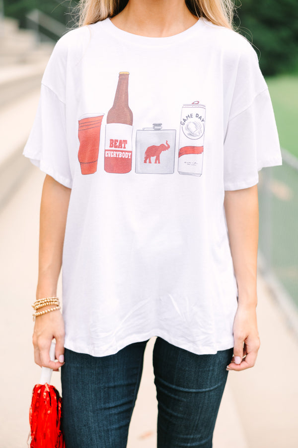 Drink Local Crimson And White Gameday Graphic Tee