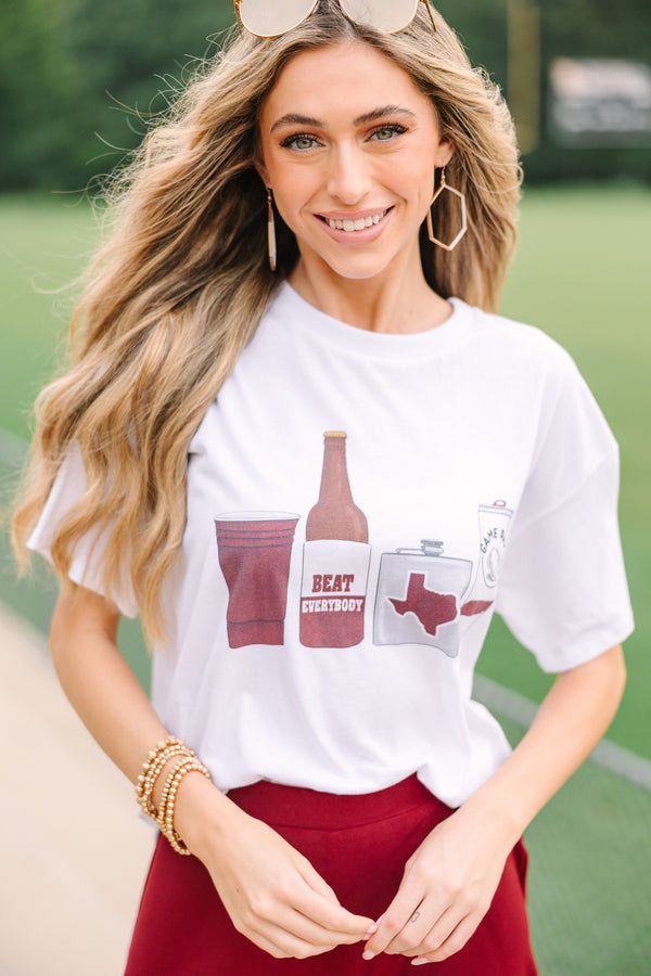 Drink Local Maroon and White Gameday Graphic Tee