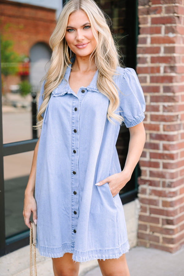 trendy denim dress for women Blue Jean Beauty Denim Mini Dress | Trendy Women's Dress