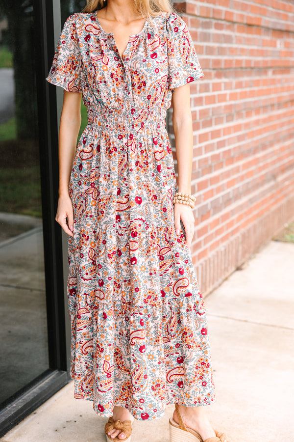 All For Your Love Brown Paisley Midi Dress