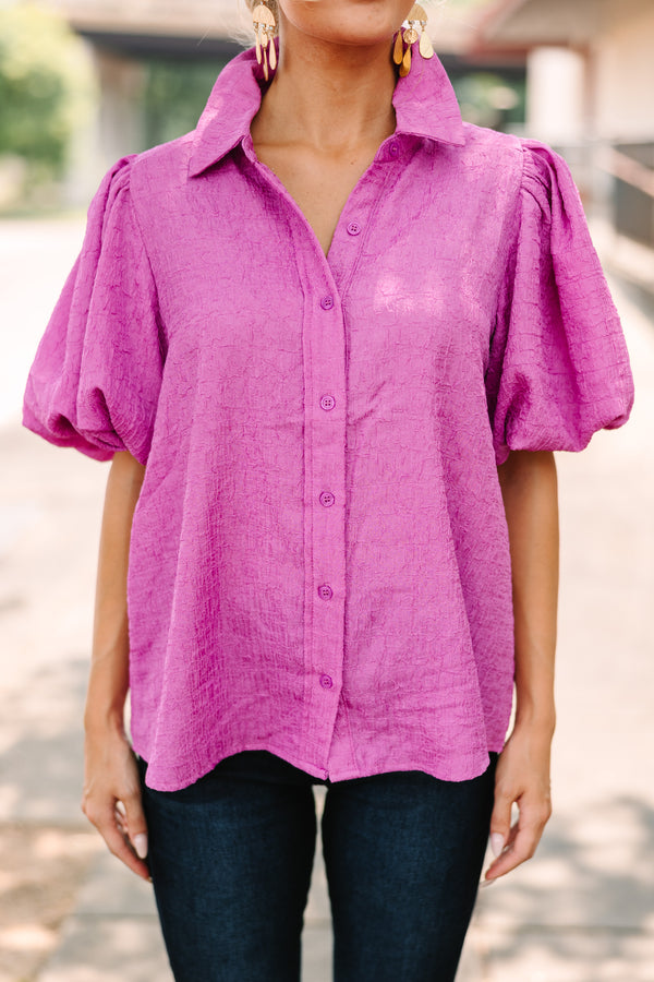 Happy You're Here Orchid Purple Textured Blouse