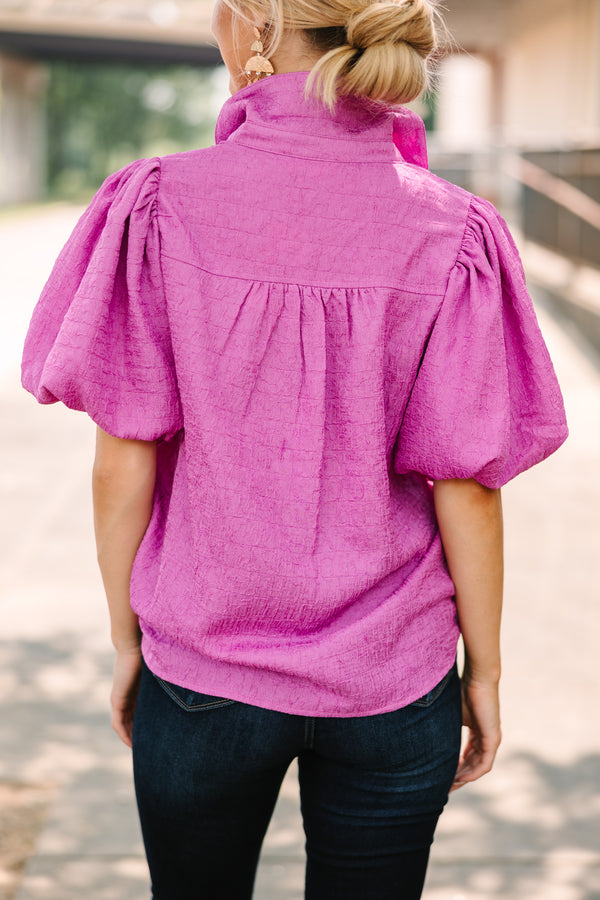 Happy You're Here Orchid Purple Textured Blouse