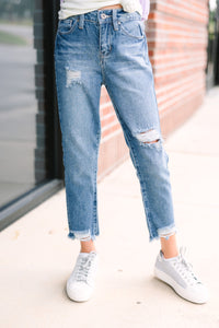 Girls: Live Your Life Medium Wash High Waist Relaxed Fit Jeans