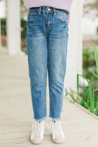 Girls: Live Your Life Medium Wash High Waist Relaxed Fit Jeans