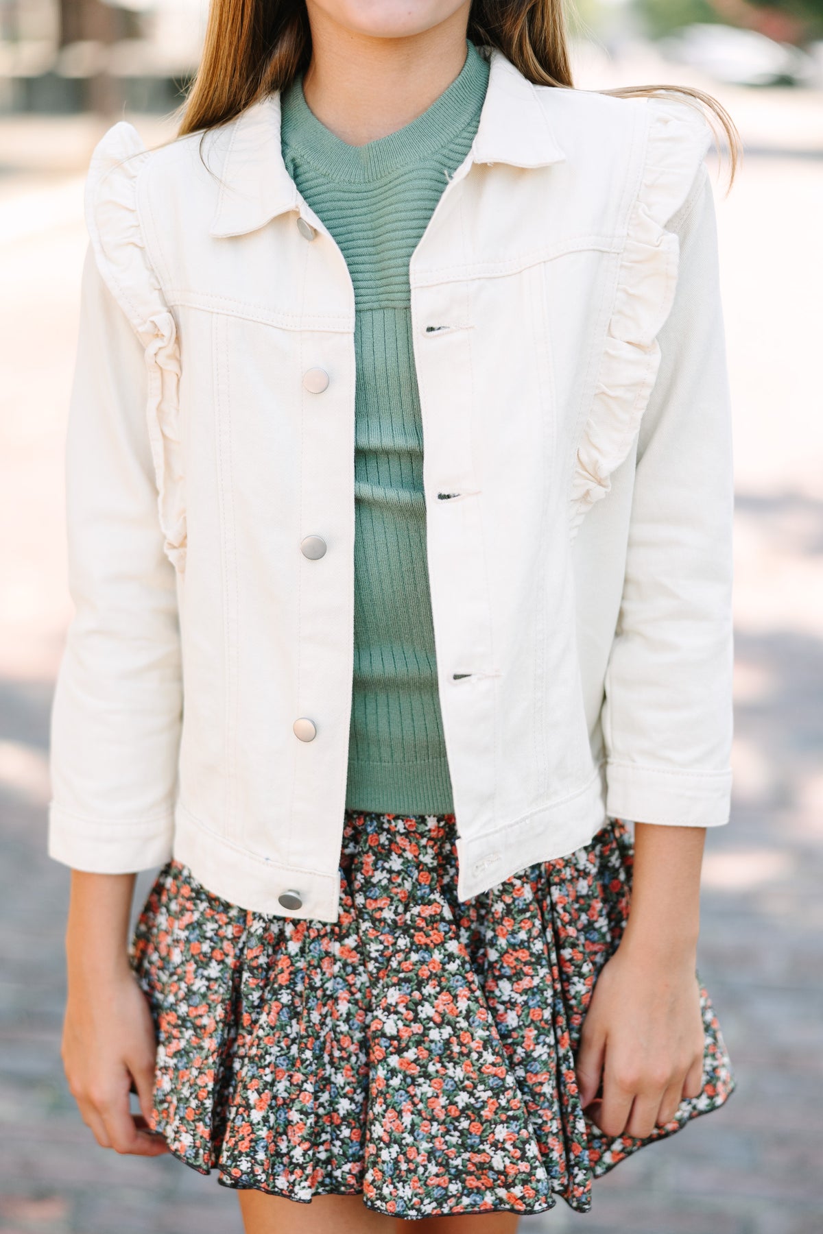 White Ruffle Jacket Girls: Live Your Life Ivory White Ruffled Jacket – Shop the Mint